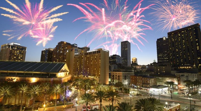 New Orleans fireworks, Canal Street, Louisiana, USA.